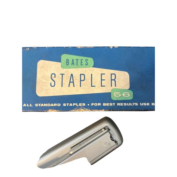 Vintage Bates Model 56 Stapler Box Instructions Staples Works Great Estate Desk - Picture 2 of 8